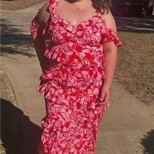 Eloquii size 16 pink ruffle dress